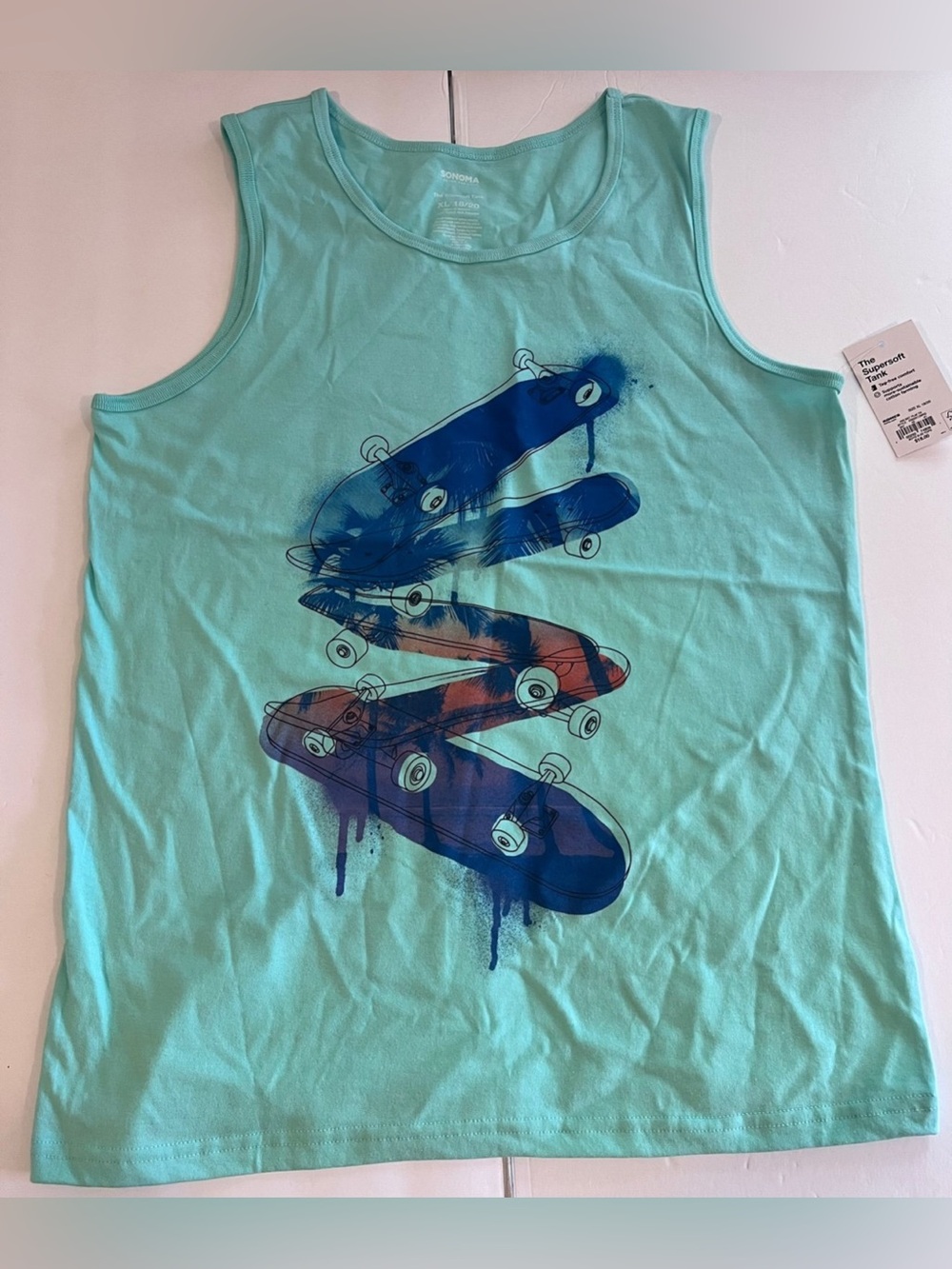 Big boy’s Sonoma green Tank skates printed size xl 18/20